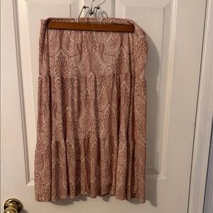 Tiered A-Line Midi Skirt in Blush Paisley